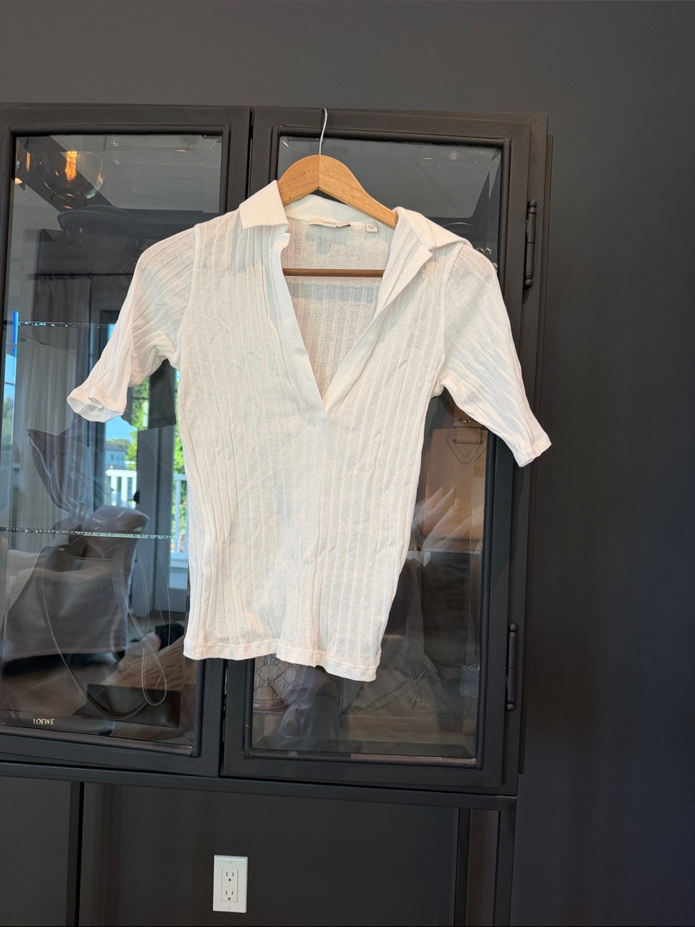 Vince Lightweight White Ribbed Polo Top. New never worn.